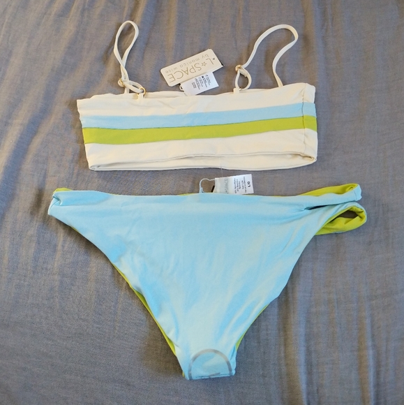 L*Space Rebel Striped Bikini Top Breakers Reversible Bottoms - Picture 4 of 8